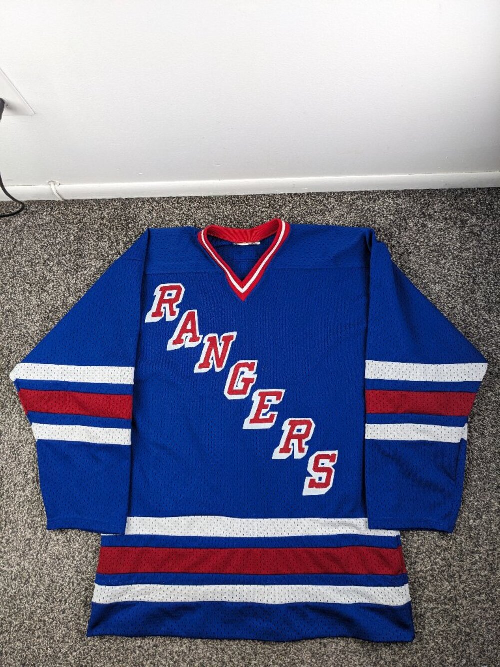 Vintage New York Rangers Jersey Paw Blue Sewn Mens Large